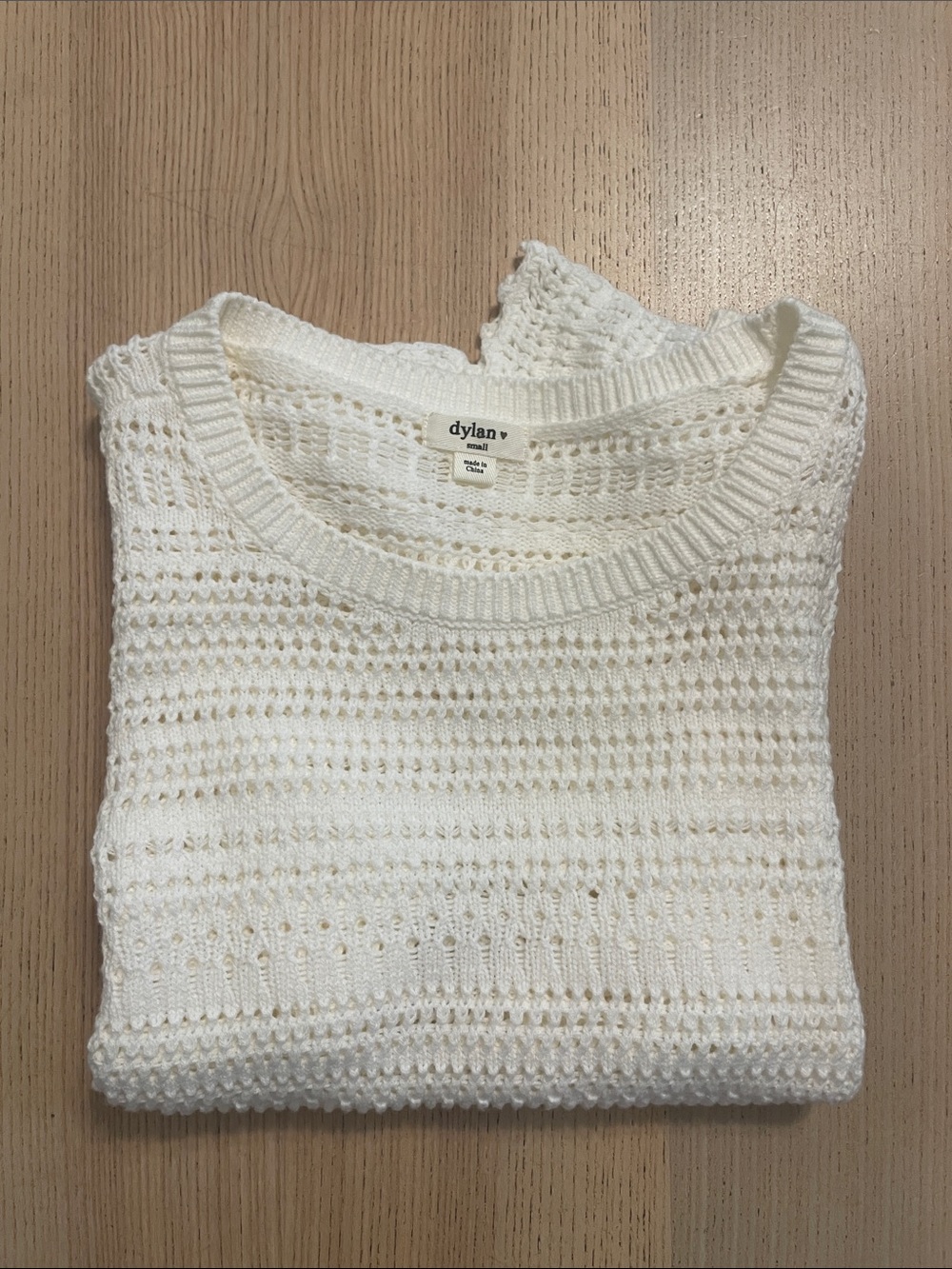 dylan Cream Open-Knit Crewneck Sweater